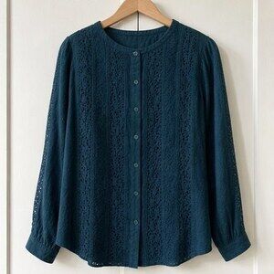 Teal Tie Neck Blouse